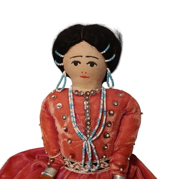 Vtg Navajo Native American Indian Fabric HM Doll Sequins Jewels Gift 12"‎ READ - Picture 2 of 8